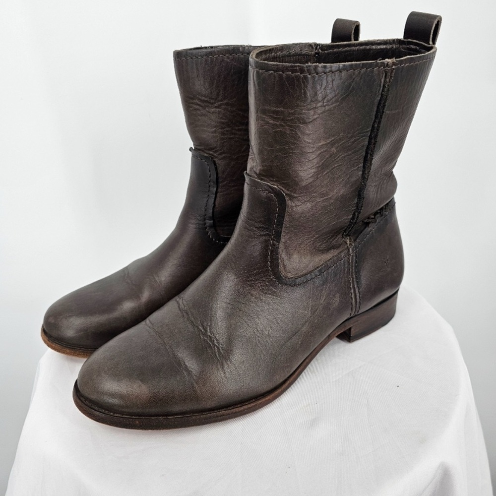 !SOLD! Frye Melissa Slouch Short Leather Boots Size 8.5 Dark Brown